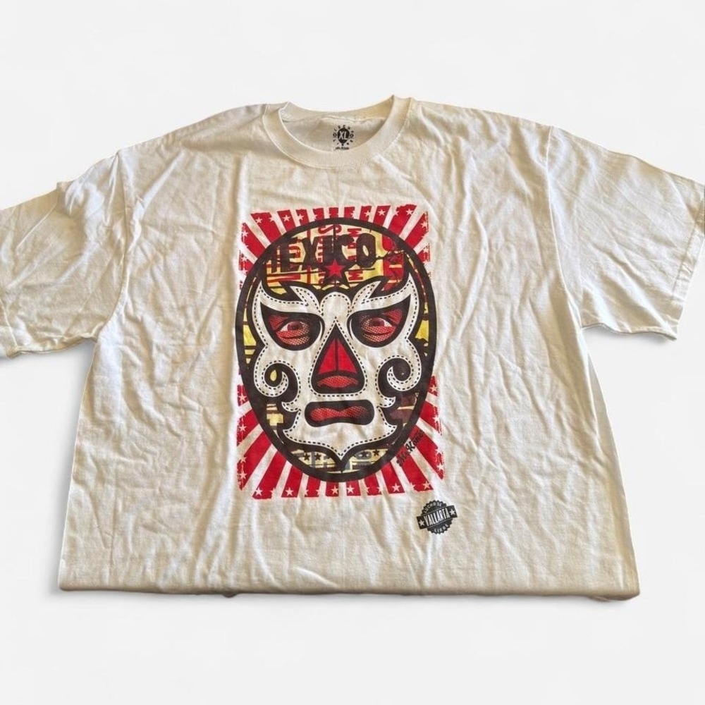 Lucha Libre Mexico Mr Kone‎ Graphic T-Shirt XL White Luchador Mask Vallarta Tee